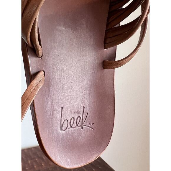 Beek Chickadee Leather Ankle Wrap Sandals Brown Cognac Size 6 - Picture 12 of 12